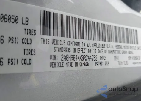 2008 Chrysler Town & Country Limited из США, поврежденный, VIN 2A8HR64XX8R744752